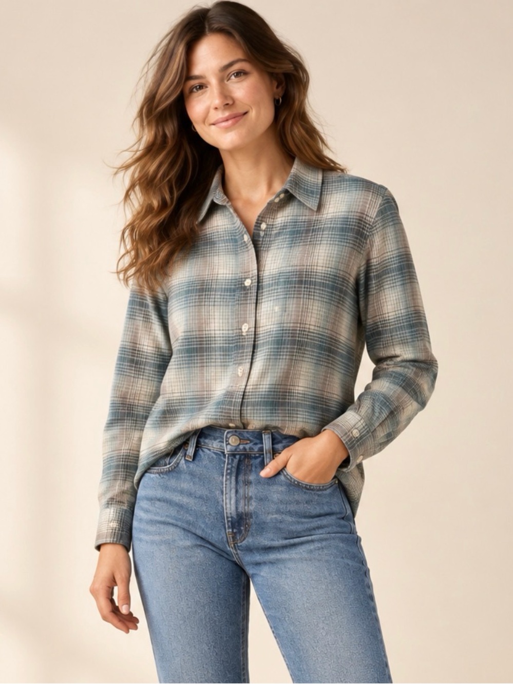 Pendleton 100% Cotton Plaid Button-Front Shirt Size S